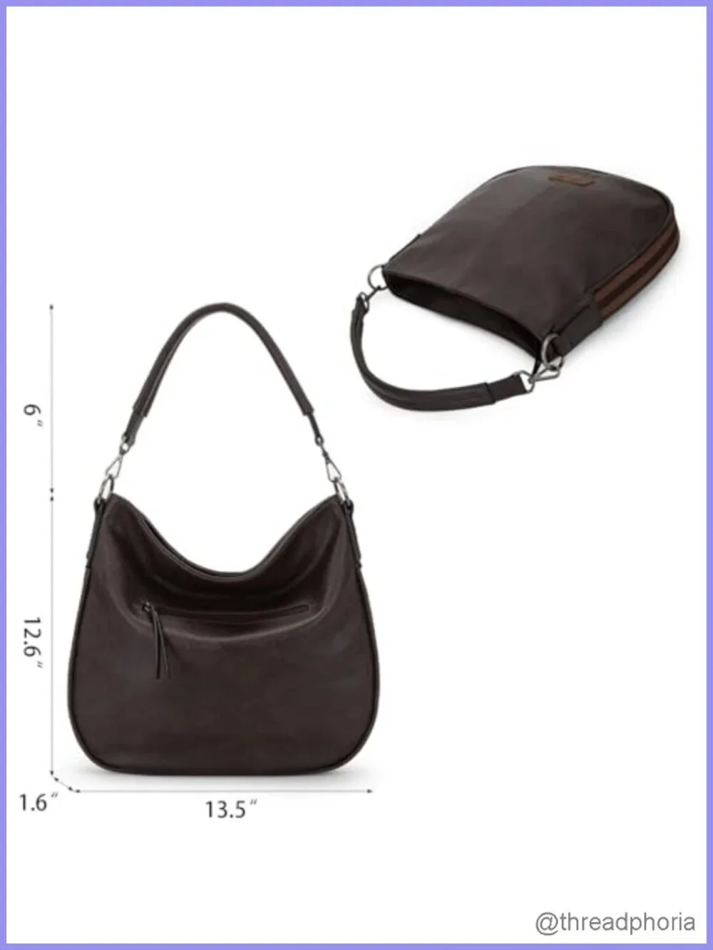 Vegan Leather Hobo Bag Crossbody Shoulder Purse Adjustable Detachable Strap